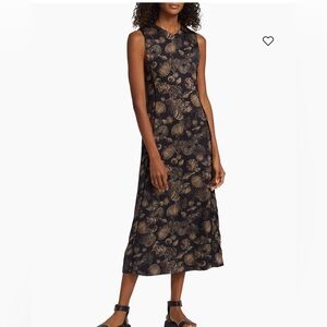 CO Seashell print sleeveless black midi-dress NWT
